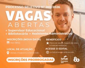 Leia mais sobre o artigo SENAC Maranhão prorroga inscrições de processo seletivo até 8 de fevereiro. Vagas para Imperatriz, Santa Inês e Balsas