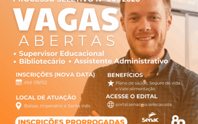 SENAC Maranhão prorroga inscrições de processo seletivo até 8 de fevereiro. Vagas para Imperatriz, Santa Inês e Balsas